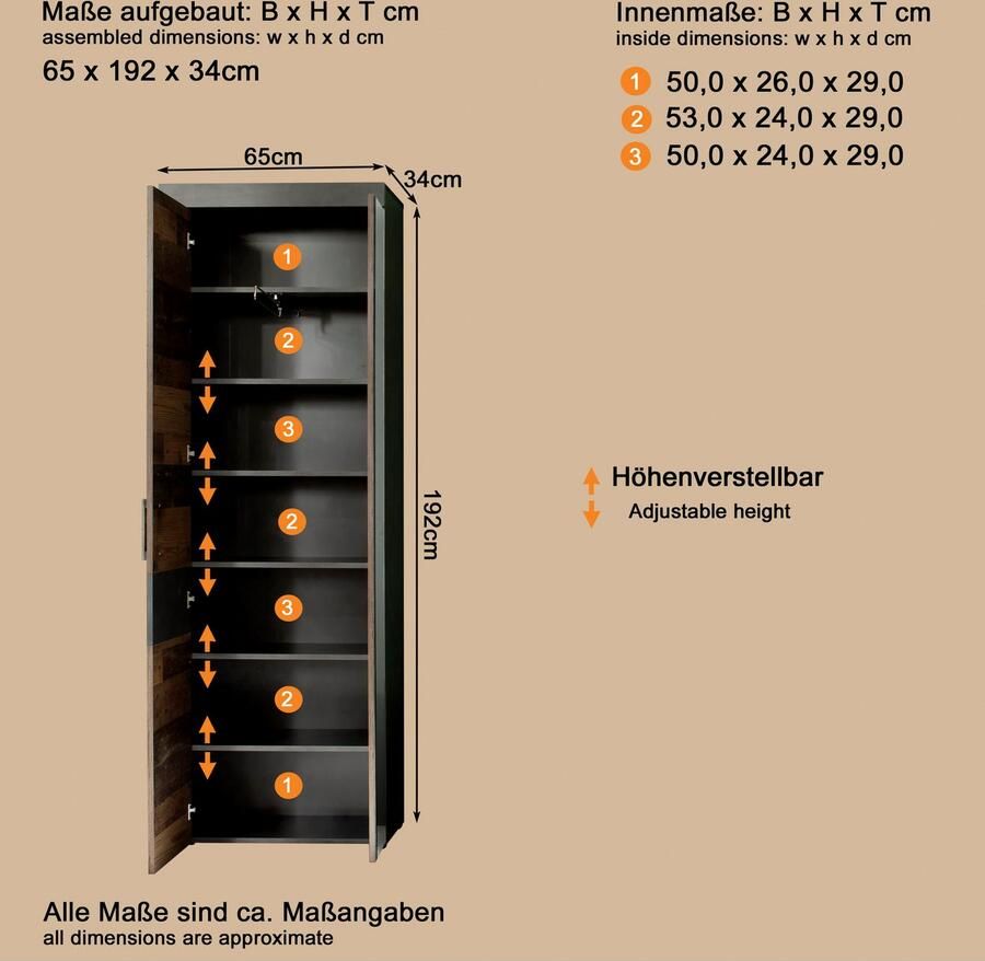 INOSIGN Kledingkast Ilana Garderobekast met kledingstang en 5 praktische legplanken