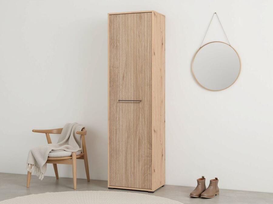 INOSIGN Kledingkast Landes kledingkast opbergkast hal kast hoogte 198 cm Fronten in artisan eik met strepen met een kledingstang - Foto 2