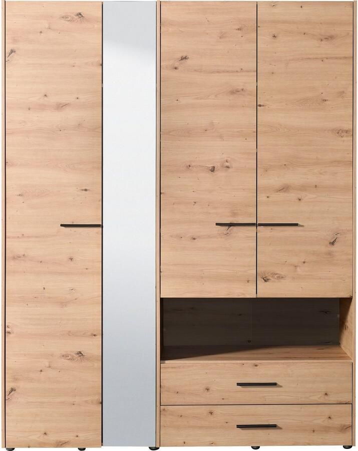 INOSIGN Kledingkast Leon FSC -gecertificeerd houtmateriaal met spiegel binneninrichting en 2 lades 127 5x55x205 5 cm - Foto 3