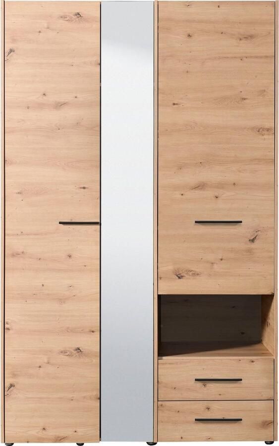 INOSIGN Kledingkast Leon FSC -gecertificeerd houtmateriaal met spiegel binneninrichting en 2 lades 127 5x55x205 5 cm - Foto 4