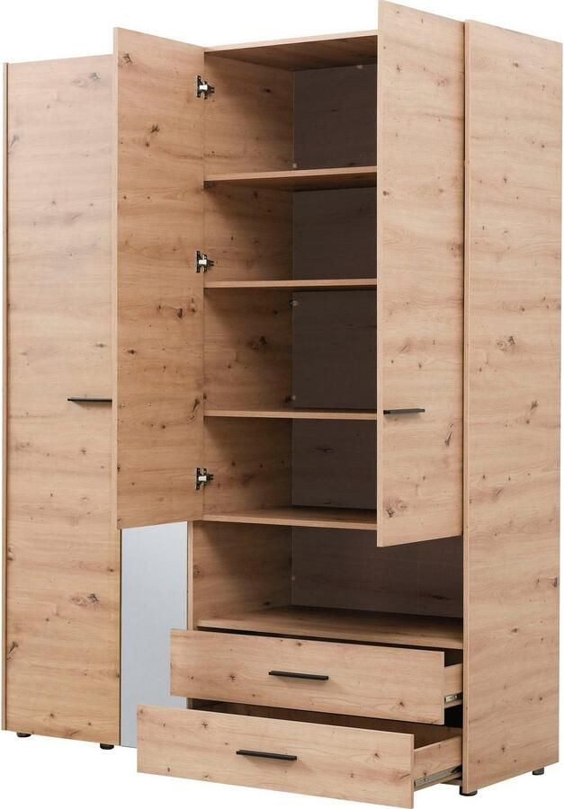 INOSIGN Kledingkast Leon FSC -gecertificeerd houtmateriaal met spiegel binneninrichting en 2 lades 127 5x55x205 5 cm - Foto 9