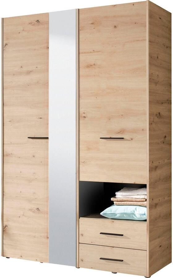 INOSIGN Kledingkast Leon FSC -gecertificeerd houtmateriaal met spiegel binneninrichting en 2 lades 127 5x55x205 5 cm - Foto 6