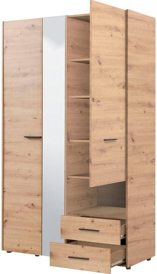 INOSIGN Kledingkast Leon FSC -gecertificeerd houtmateriaal met spiegel binneninrichting en 2 lades 127 5x55x205 5 cm - Foto 9