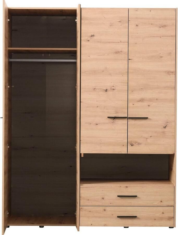 INOSIGN Kledingkast Leon FSC -gecertificeerd houtmateriaal met spiegel binneninrichting en 2 lades 127 5x55x205 5 cm - Foto 7