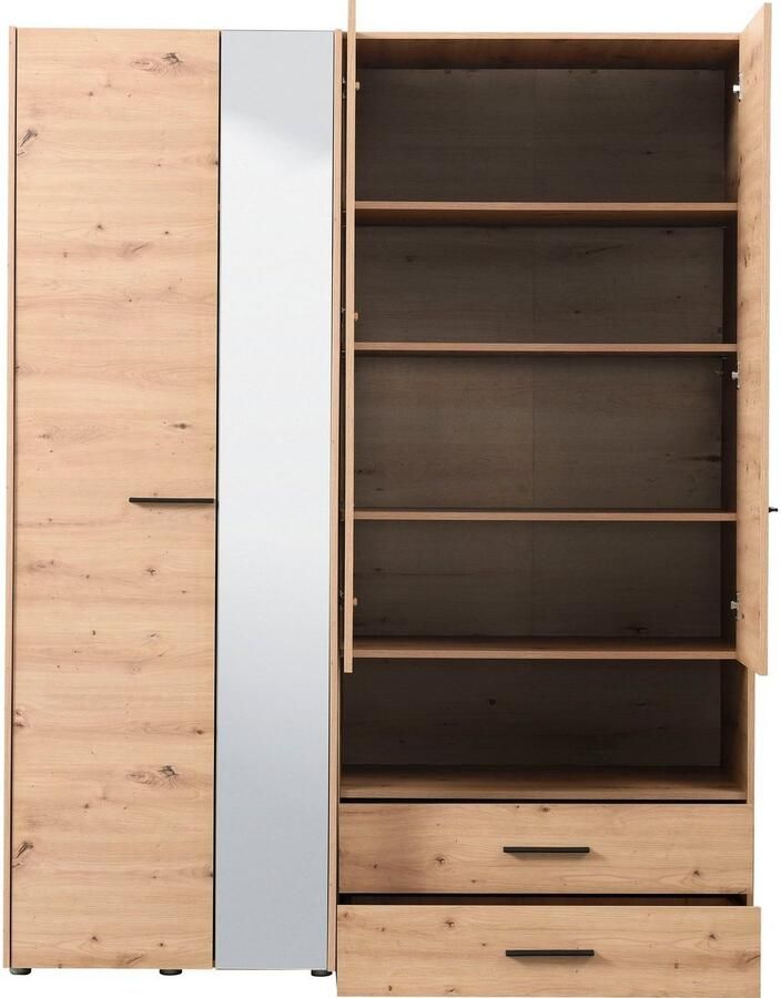 INOSIGN Kledingkast Leon FSC -gecertificeerd houtmateriaal met spiegel binneninrichting en 2 lades 127 5x55x205 5 cm - Foto 5