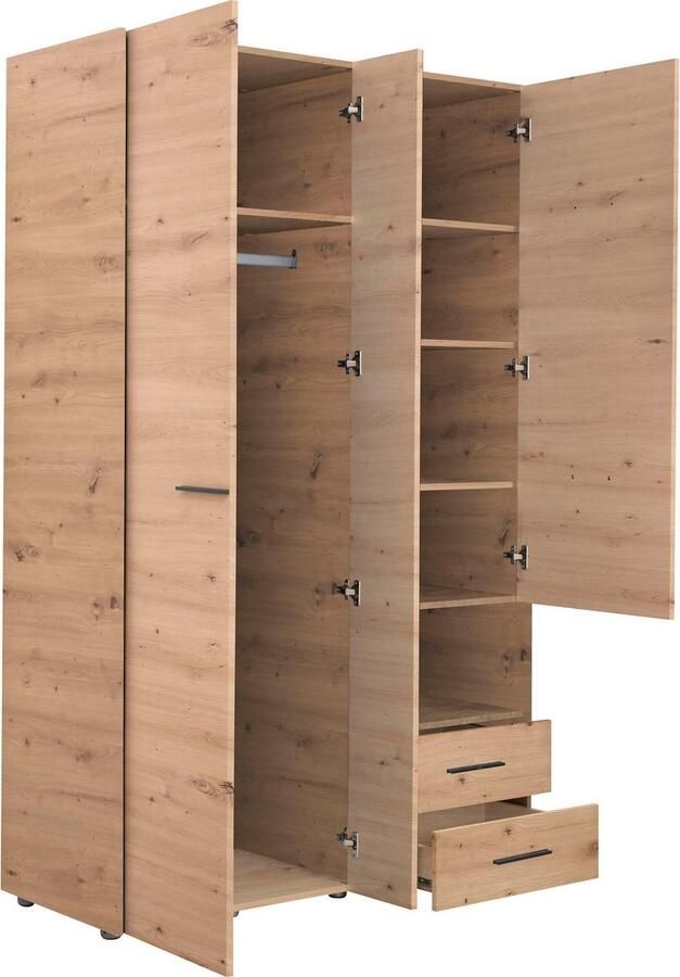 INOSIGN Kledingkast Leon FSC -gecertificeerd houtmateriaal met spiegel binneninrichting en 2 lades 127 5x55x205 5 cm