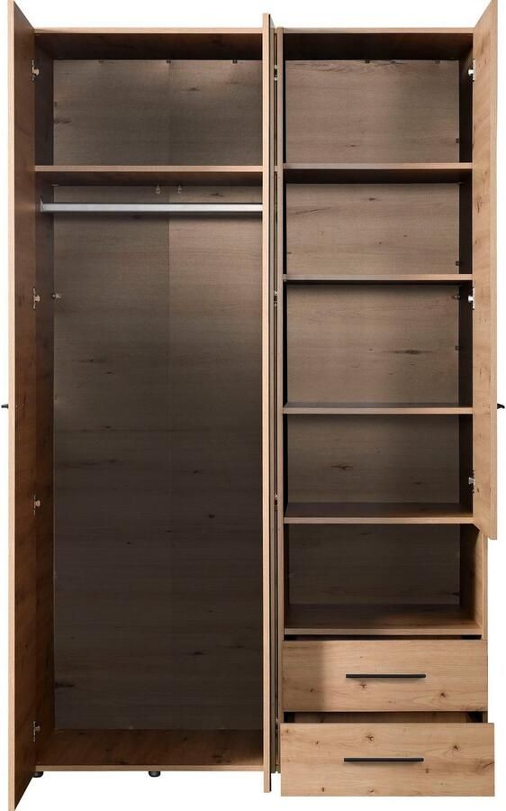 INOSIGN Kledingkast Leon FSC -gecertificeerd houtmateriaal met spiegel binneninrichting en 2 lades 127 5x55x205 5 cm - Foto 5