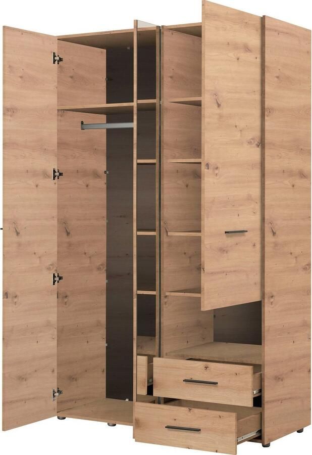 INOSIGN Kledingkast Leon FSC -gecertificeerd houtmateriaal met spiegel binneninrichting en 2 lades 127 5x55x205 5 cm - Foto 2