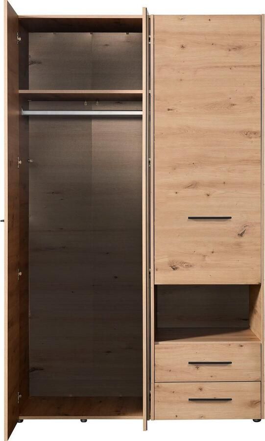 INOSIGN Kledingkast Leon FSC -gecertificeerd houtmateriaal met spiegel binneninrichting en 2 lades 127 5x55x205 5 cm - Foto 8