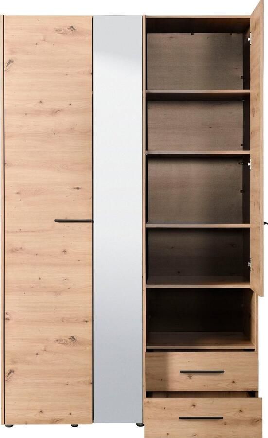 INOSIGN Kledingkast Leon FSC -gecertificeerd houtmateriaal met spiegel binneninrichting en 2 lades 127 5x55x205 5 cm - Foto 7