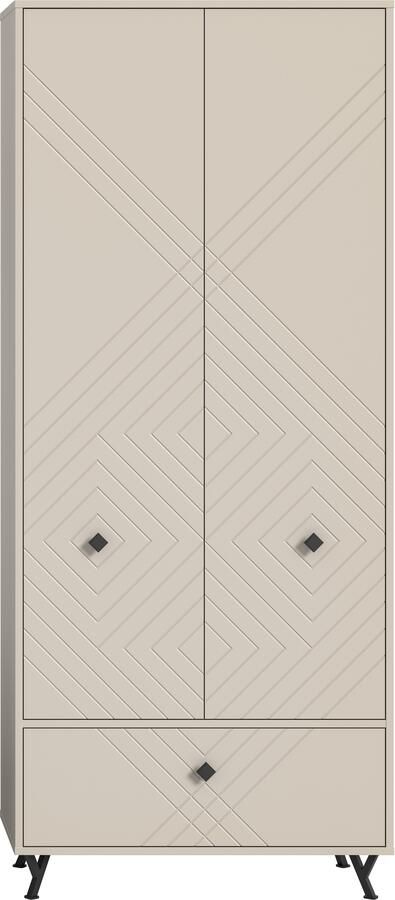 INOSIGN Kledingkast Mento Hoogte 190 cm 2 Deuren 1 Deurtje 4 Planken 6 Vakken Metalen knopgrepen & Y-voeten voorkant met ornamentfrezen kledingkast - Foto 6