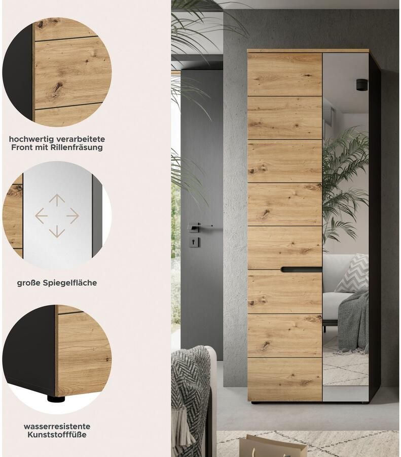 INOSIGN Kledingkast Rehat hoogte: 190 cm in basalt grijs Artisan eiken 2 deuren 6 vakken - Foto 5