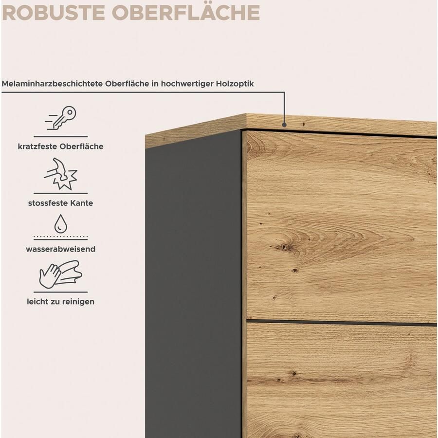 INOSIGN Kledingkast Rehat hoogte: 190 cm in basalt grijs Artisan eiken 2 deuren 6 vakken - Foto 2