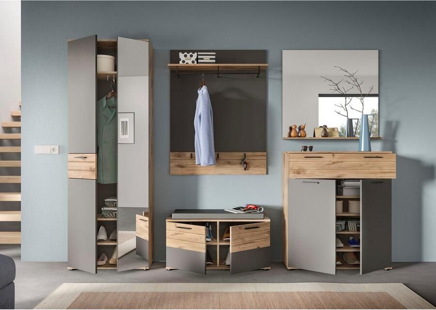 INOSIGN Schoenenkast Riga Breedte 90 cm 2 Deuren 1 Lade 4 Planken 5 Vakken hoogwaardige groeffrezen met softclose commode dressoir kast - Foto 4