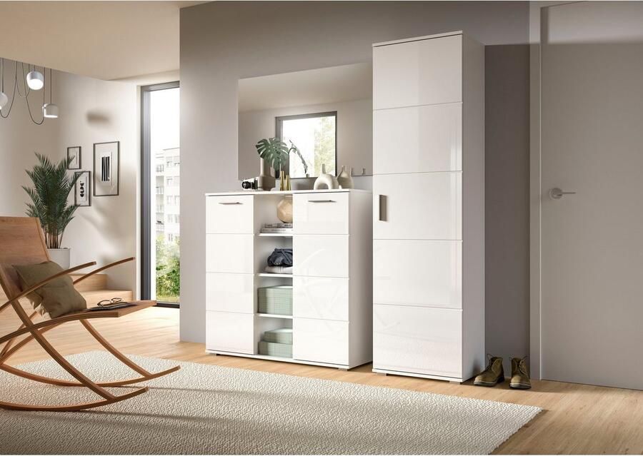 INOSIGN Kledingkast Valge Hoogte 191 cm 1 Deur 2 vaste Planken uitschuifbare kledingstang - Foto 2