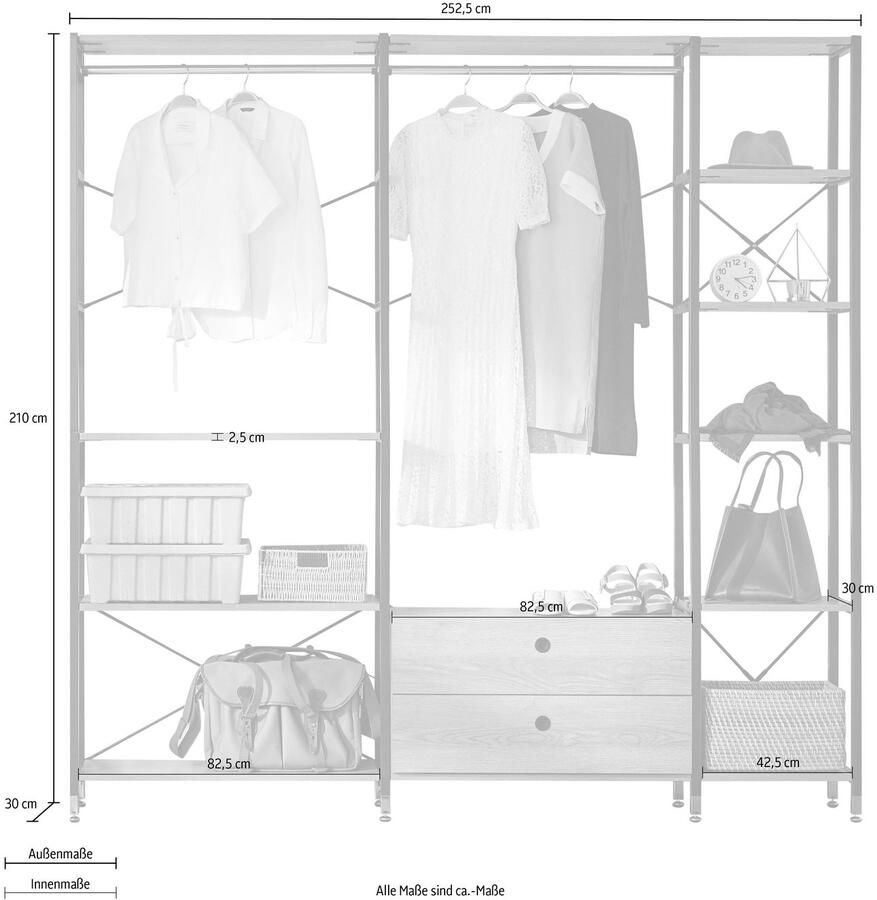 INOSIGN Multifunctionele kast Connor veelzijdig geschikt voor alle ruimtes breedte 252 50 cm