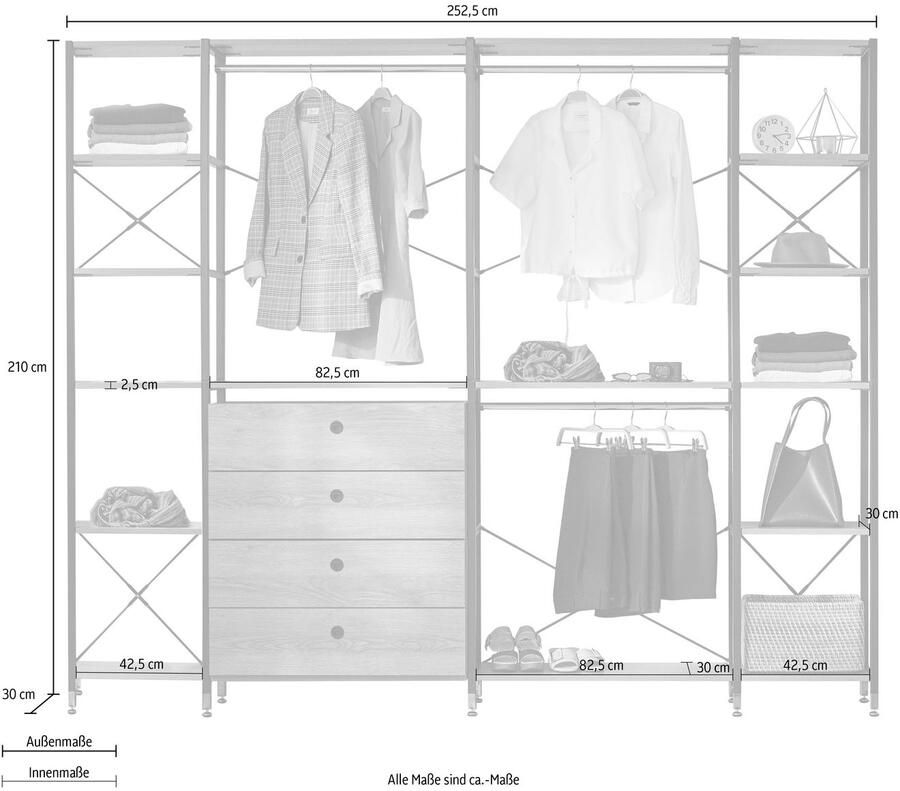 INOSIGN Multifunctionele kast Connor veelzijdig geschikt voor alle ruimtes breedte 252 50 cm