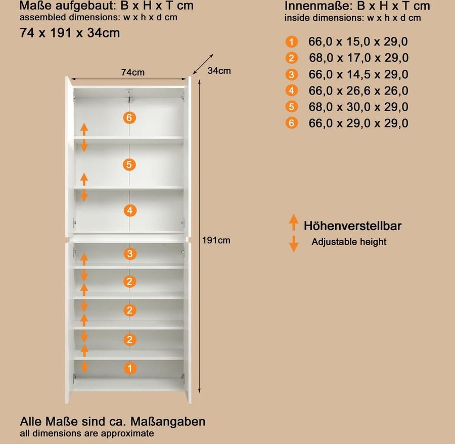 INOSIGN Multifunctionele kast NOVARA of garderobekast (d h): 34 191 cm breedte 37 cm of 74 cm - Foto 3