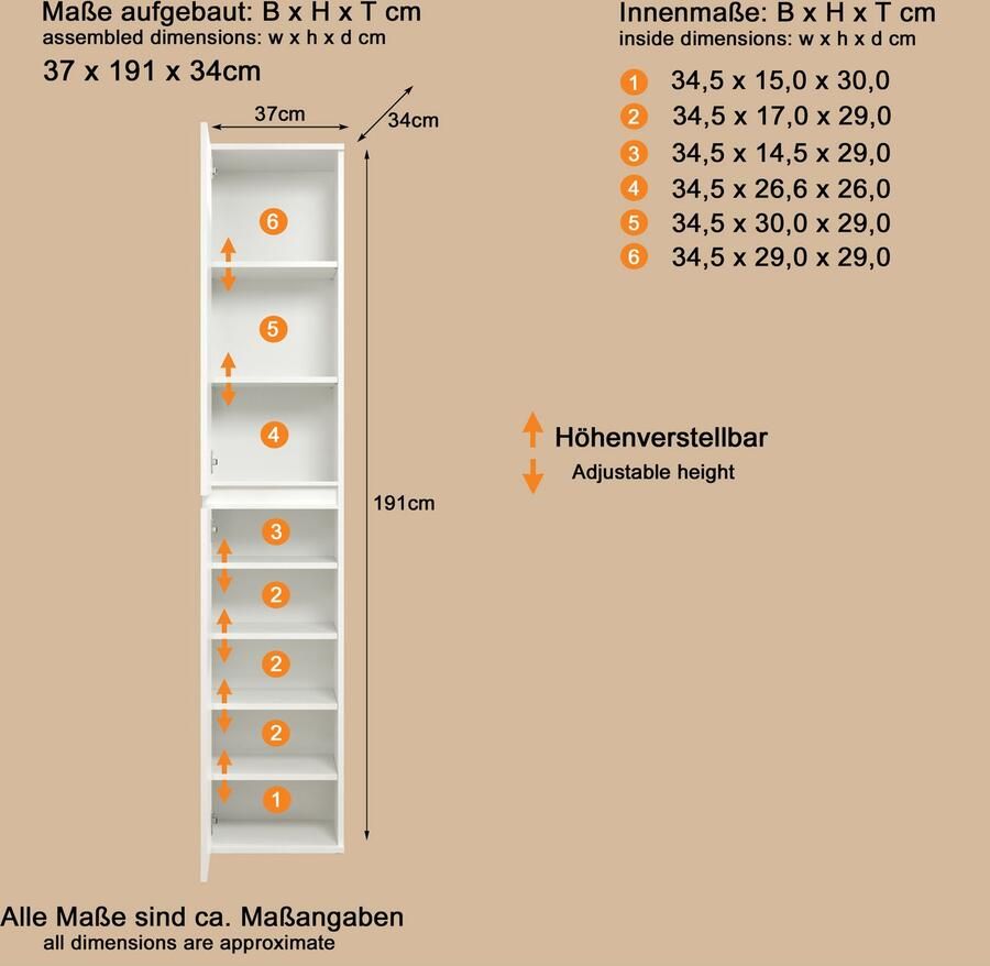 INOSIGN Multifunctionele kast NOVARA of garderobekast (d h): 34 191 cm breedte 37 cm of 74 cm - Foto 3