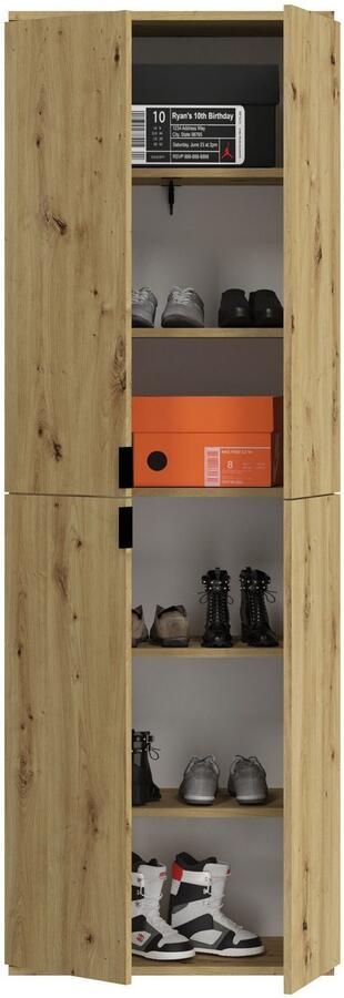 INOSIGN Multifunctionele kast Trondheim Hoogte 193 cm 4 Deuren 9 Vakken 7 Planken incl. uitschuifbare kledingstang garderobekast kledingkast - Foto 9