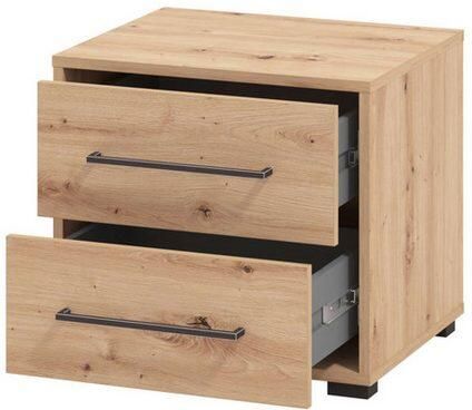 INOSIGN Nachtkastje Ascalon nachtkastje 48x40x44cm 2 lades in wit of eiken kleur fsc-gecertificeerd houtmateriaal - Foto 3