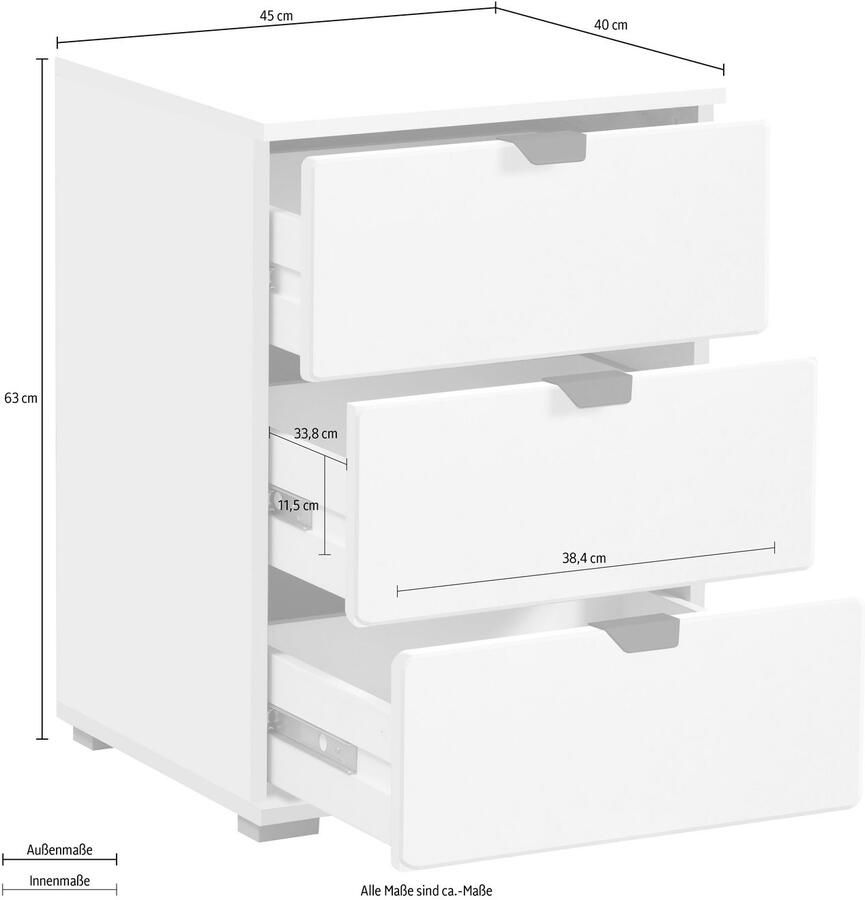 INOSIGN Nachtkastje Duero met 3 laden breedte 45 cm - Foto 3