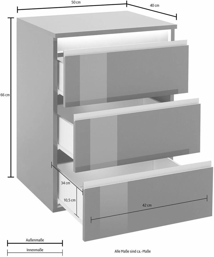 INOSIGN Nachtkastje Milaan Hoogte 66 cm