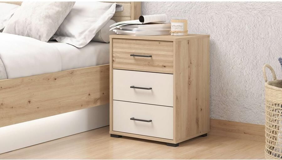 INOSIGN Nachtkastje Modena nachtkastje met 2 of 3 lades FSC -gecertificeerd trendy kleur cashmere ideaal voor kleine ruimtes - Foto 2