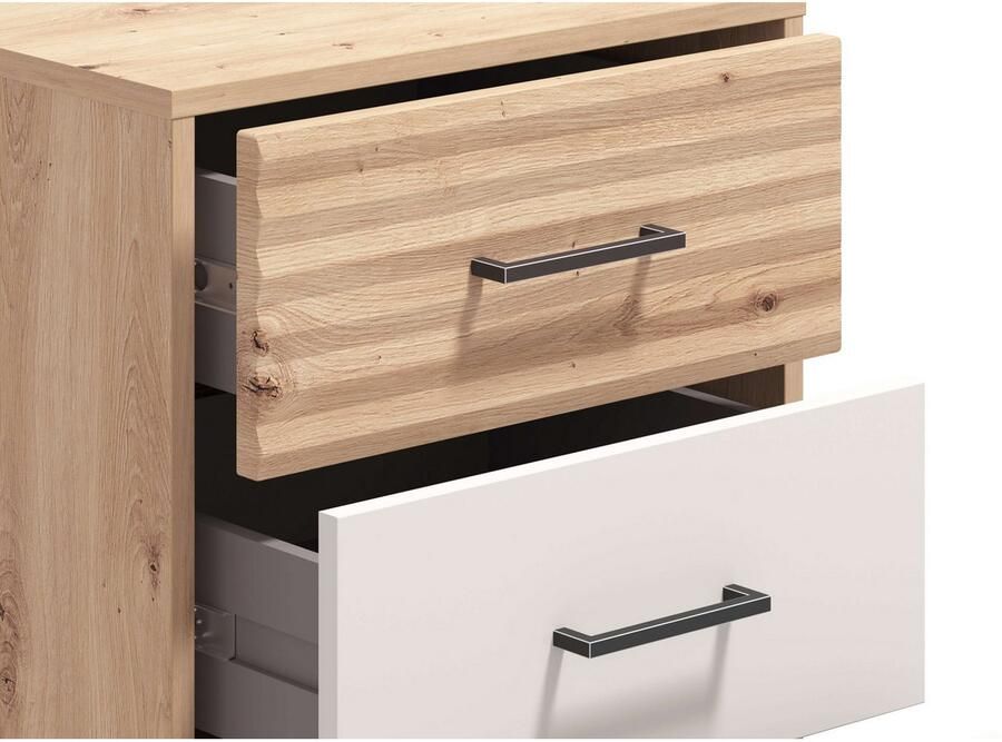 INOSIGN Nachtkastje Modena nachtkastje met 2 of 3 lades FSC -gecertificeerd trendy kleur cashmere ideaal voor kleine ruimtes