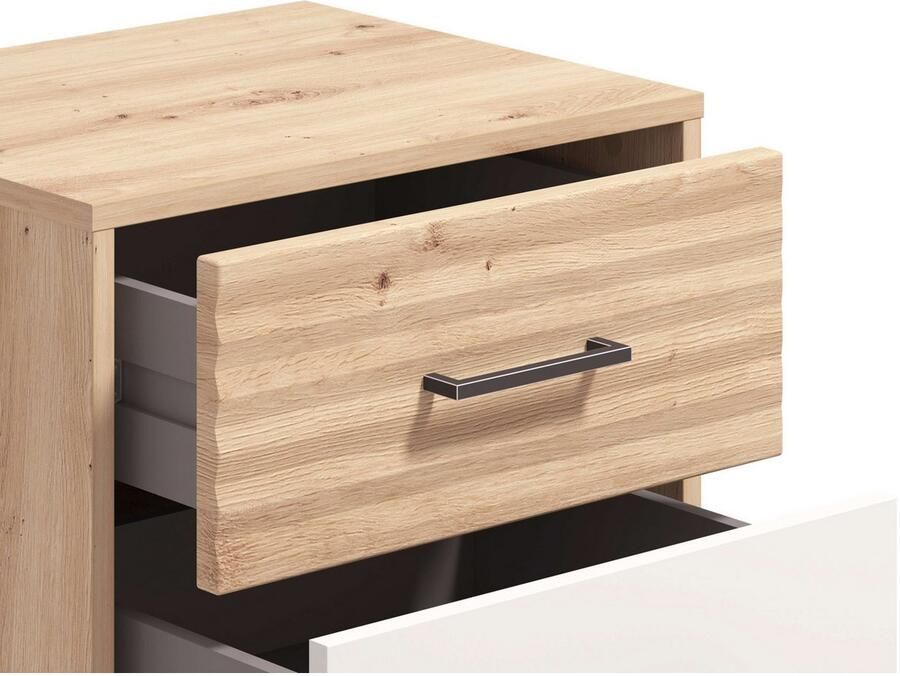 INOSIGN Nachtkastje Modena nachtkastje met 2 of 3 lades FSC -gecertificeerd trendy kleur cashmere ideaal voor kleine ruimtes