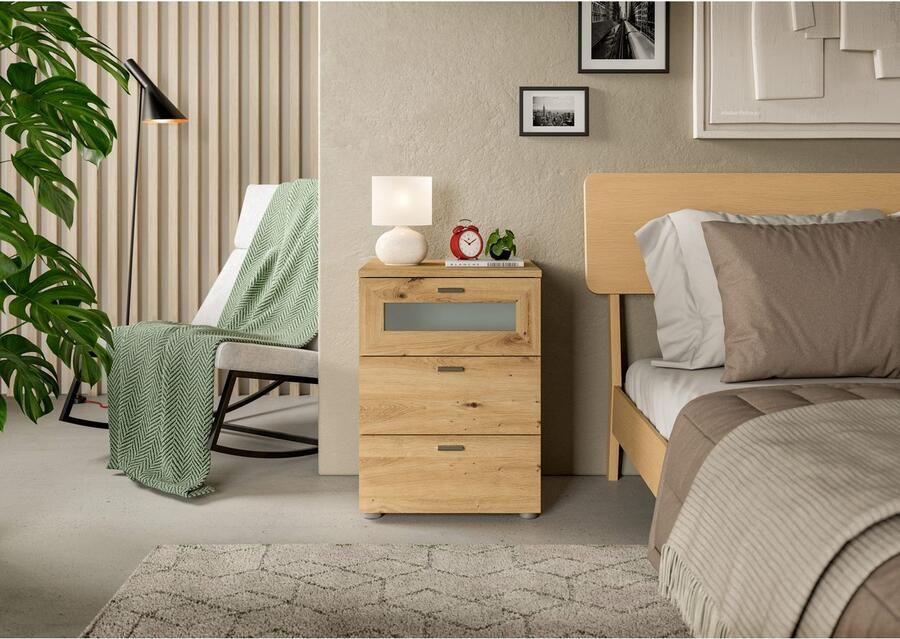 INOSIGN Nachtkastje Onex breedte 45 cm met glazen front in de lade veelzijdig inzetbaar