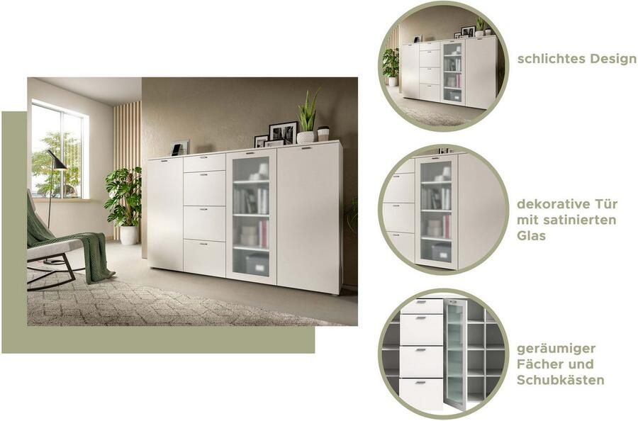 INOSIGN Nachtkastje Onex breedte 45 cm met glazen front in de lade veelzijdig inzetbaar - Foto 4