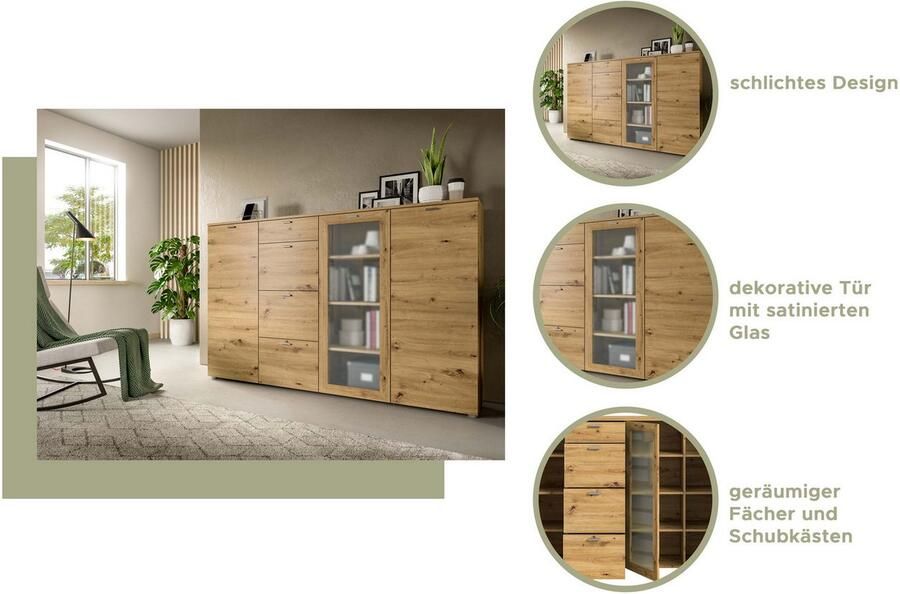 INOSIGN Nachtkastje Onex breedte 45 cm met glazen front in de lade veelzijdig inzetbaar - Foto 4