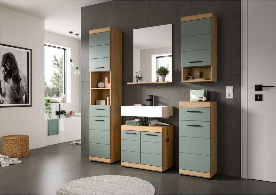 INOSIGN Onderkast Siena breedte 37 cm 1 deur 1 lade 2 vakken MDF-front in verschillende kleuren verkrijgbaar badkamermeubels badkamerkast commode badkamer (1 stuk) - Foto 3