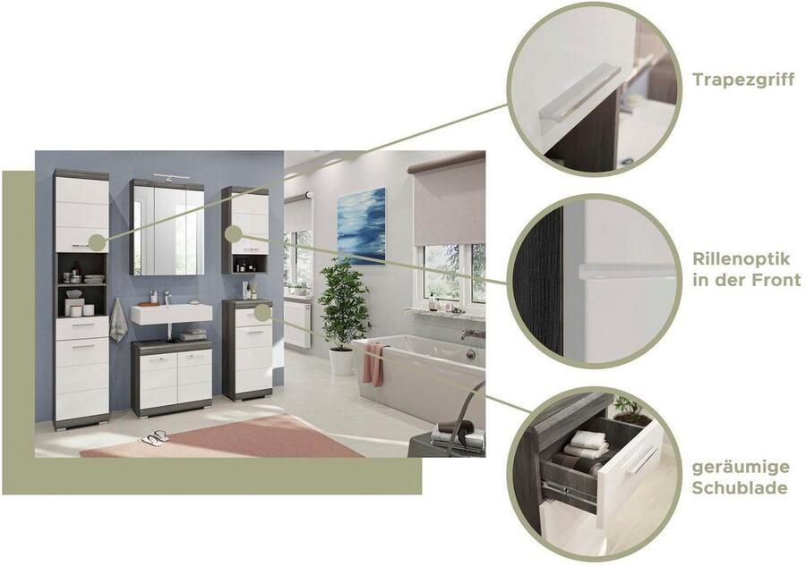 INOSIGN Onderkast Siena breedte 74 cm 2 deuren 1 lade 2 vakken MDF-front in verschillende kleuren verkrijgbaar badkamermeubels badkamerkast commode badkamer - Foto 4