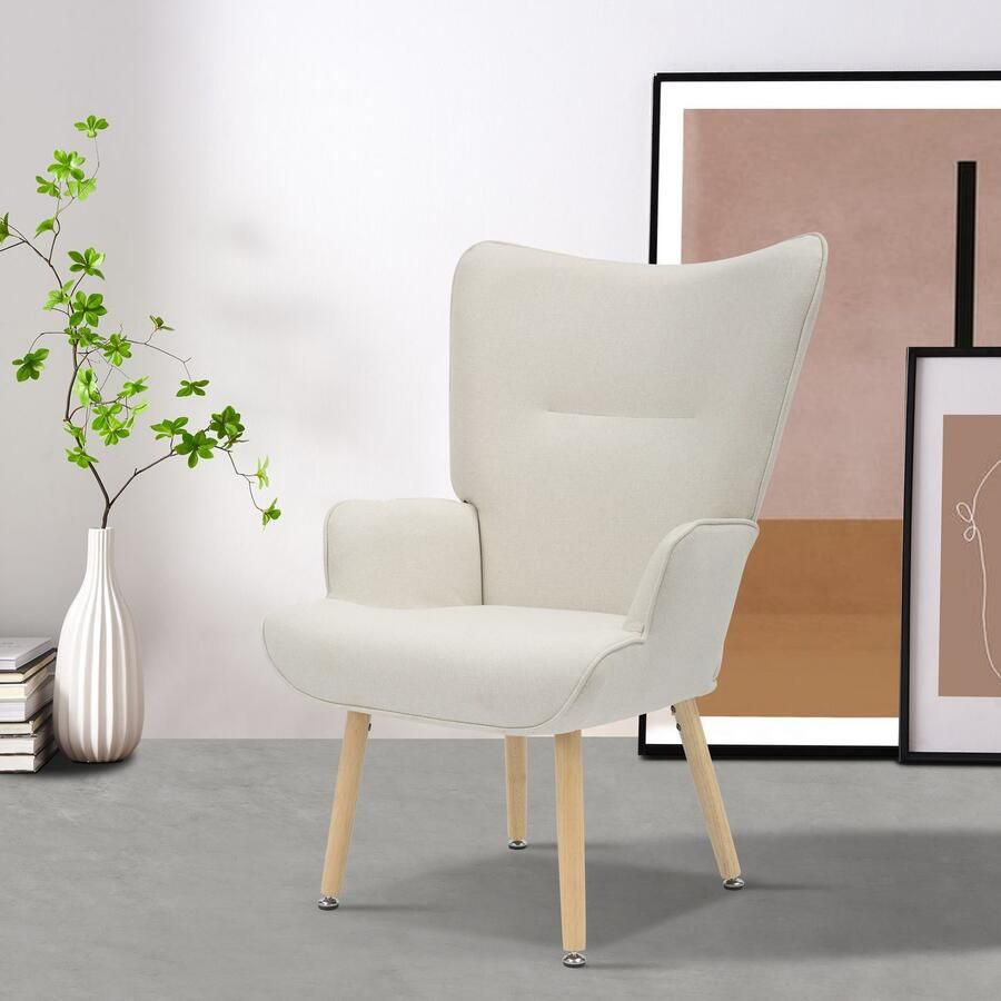 INOSIGN Relaxfauteuil KEADY hoge rugstoel TV-stoel Relaxstoel oorkussenstoel met stabiele massief houten frame