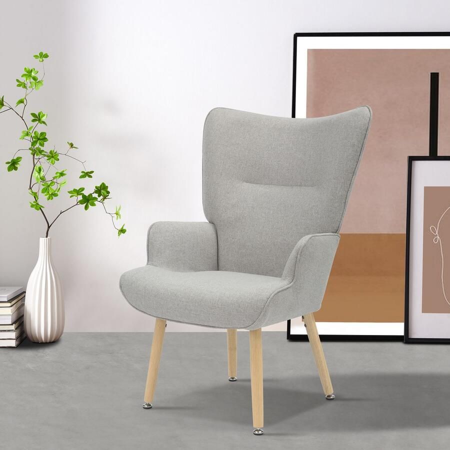 INOSIGN Relaxfauteuil KEADY hoge rugstoel TV-stoel Relaxstoel oorkussenstoel met stabiele massief houten frame