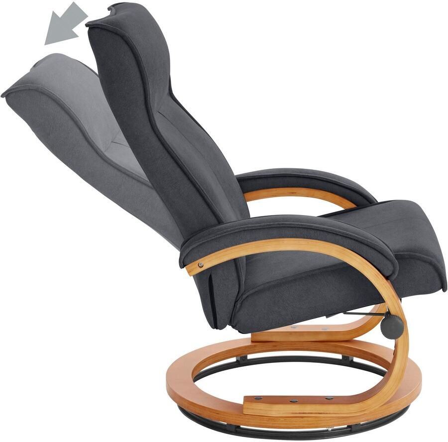 INOSIGN Relaxfauteuil Lille TV-stoel met poef woonkamer Slaapfunctie luxe microvezel bekleding en houten frame zithoogte 46 cm