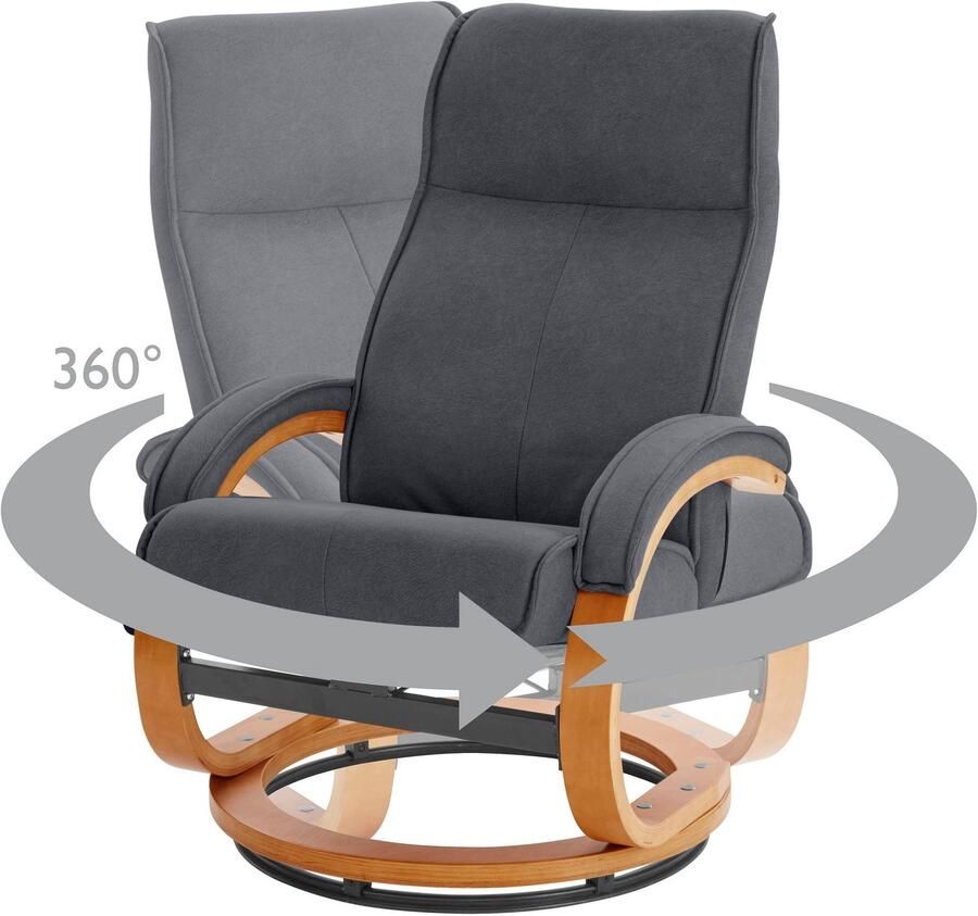 INOSIGN Relaxfauteuil Lille TV-stoel met poef woonkamer Slaapfunctie luxe microvezel bekleding en houten frame zithoogte 46 cm - Foto 2