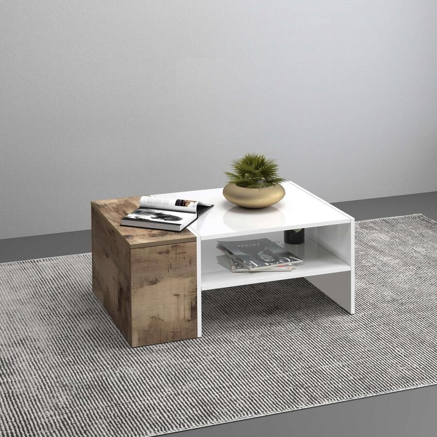 INOSIGN Salontafel Coro salontafel met zijopbergruimte Lengte 90 cm met twee opbergvakken waarvan één gesloten - Foto 9