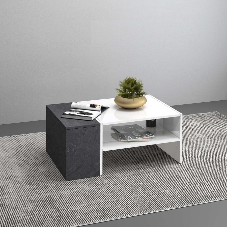 INOSIGN Salontafel Coro salontafel met zijopbergruimte Lengte 90 cm met twee opbergvakken waarvan één gesloten - Foto 9