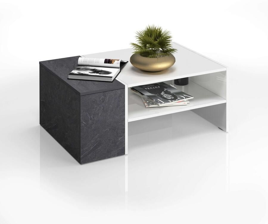 INOSIGN Salontafel Coro salontafel met zijopbergruimte Lengte 90 cm met twee opbergvakken waarvan één gesloten - Foto 4