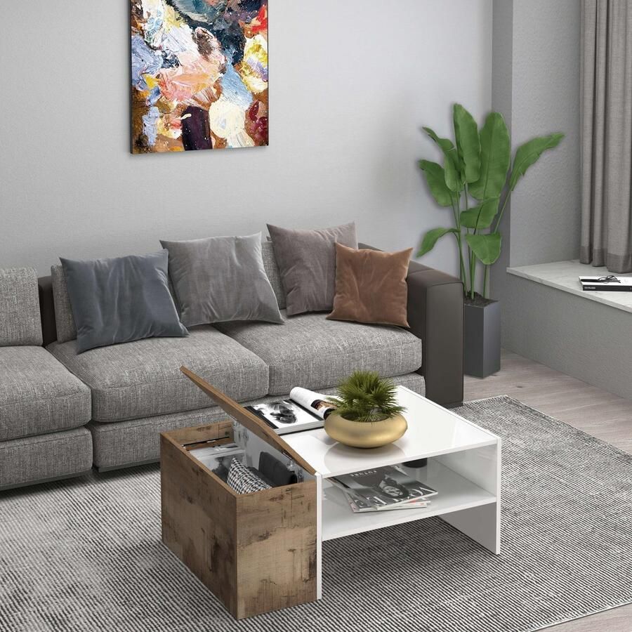 INOSIGN Salontafel Coro salontafel met zijopbergruimte Lengte 90 cm met twee opbergvakken waarvan één gesloten - Foto 3