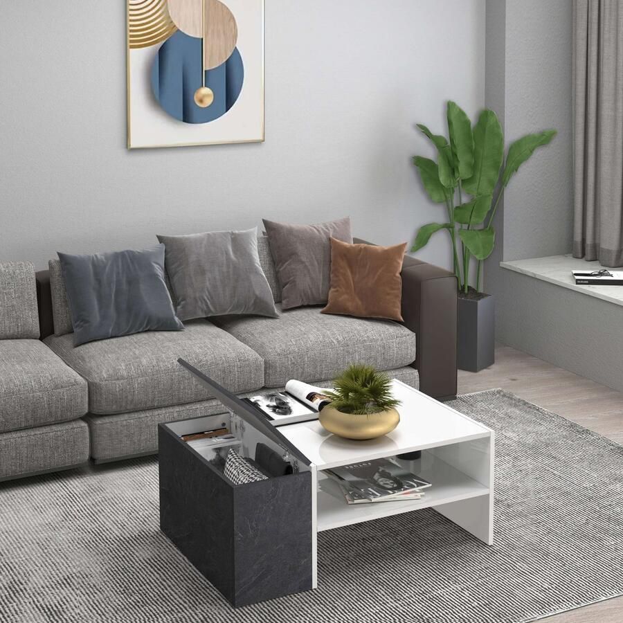 INOSIGN Salontafel Coro salontafel met zijopbergruimte Lengte 90 cm met twee opbergvakken waarvan één gesloten - Foto 2