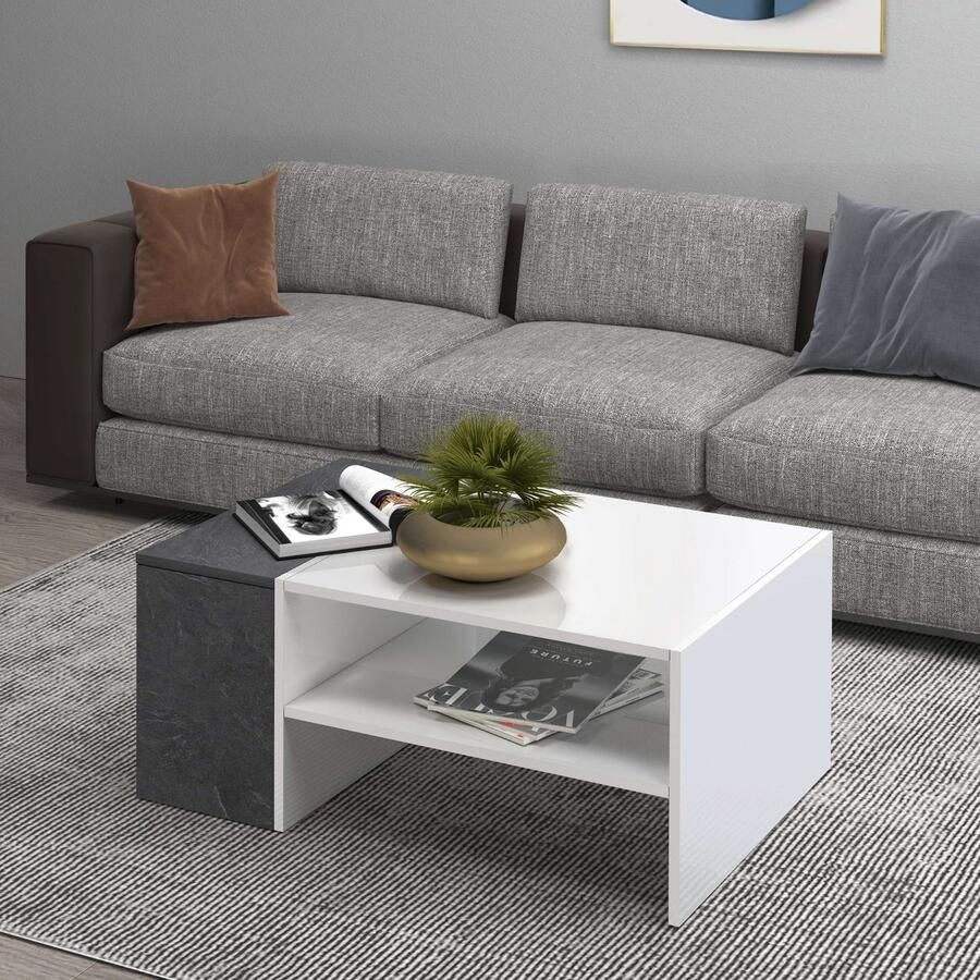 INOSIGN Salontafel Coro salontafel met zijopbergruimte Lengte 90 cm met twee opbergvakken waarvan één gesloten - Foto 3