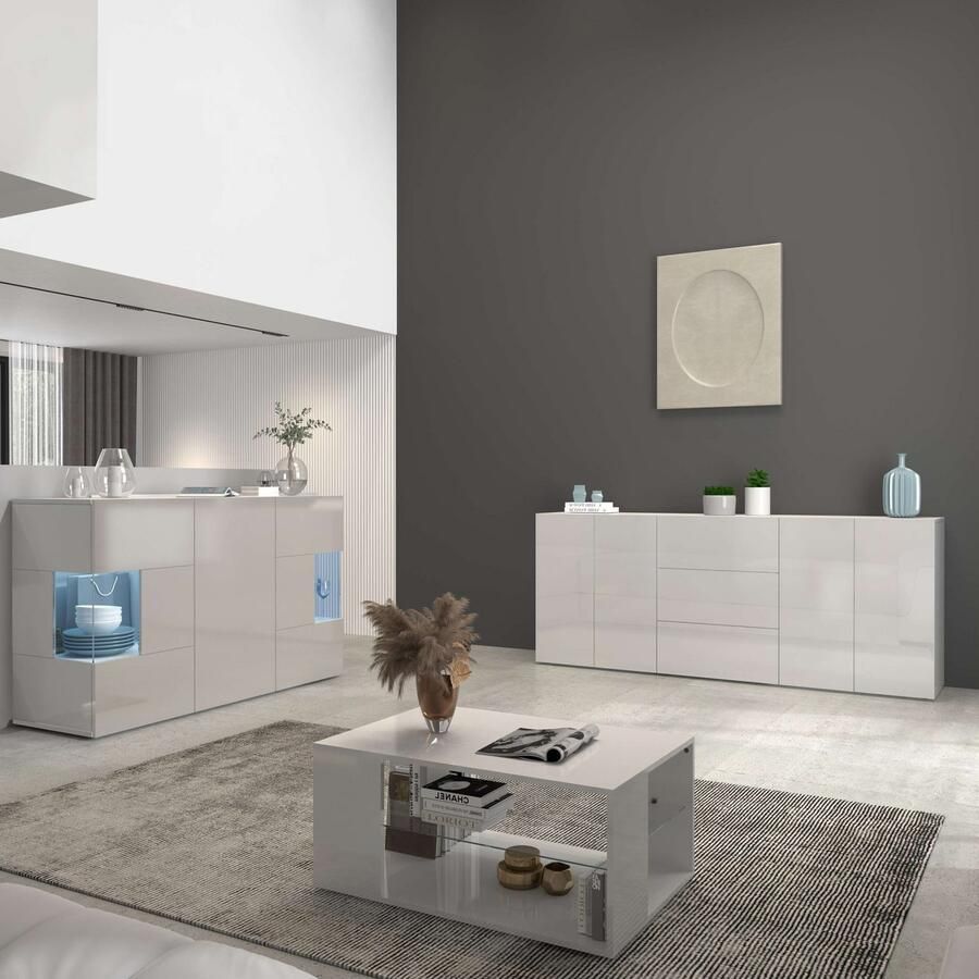 INOSIGN Salontafel Egypt salontafel Van glanzend wit gelakt hout met glazen plank rechthoekig breedte 90 cm (1 stuk) - Foto 6