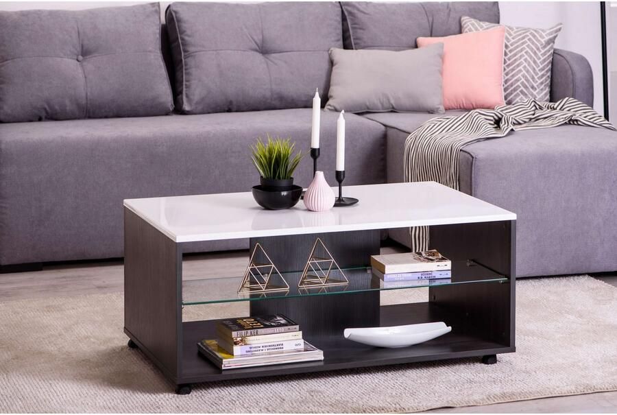 INOSIGN Salontafel Enzo Hoogglans plaat met wielen - Foto 3