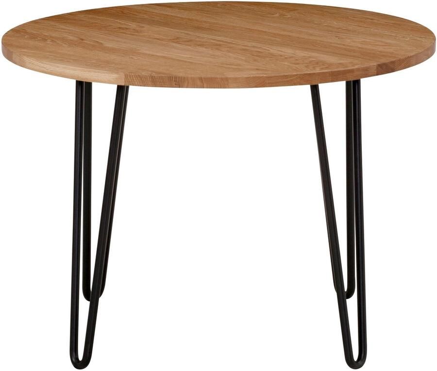 INOSIGN Salontafel Hairpin van massief eiken met metalen poten breedte 70 cm. - Foto 2