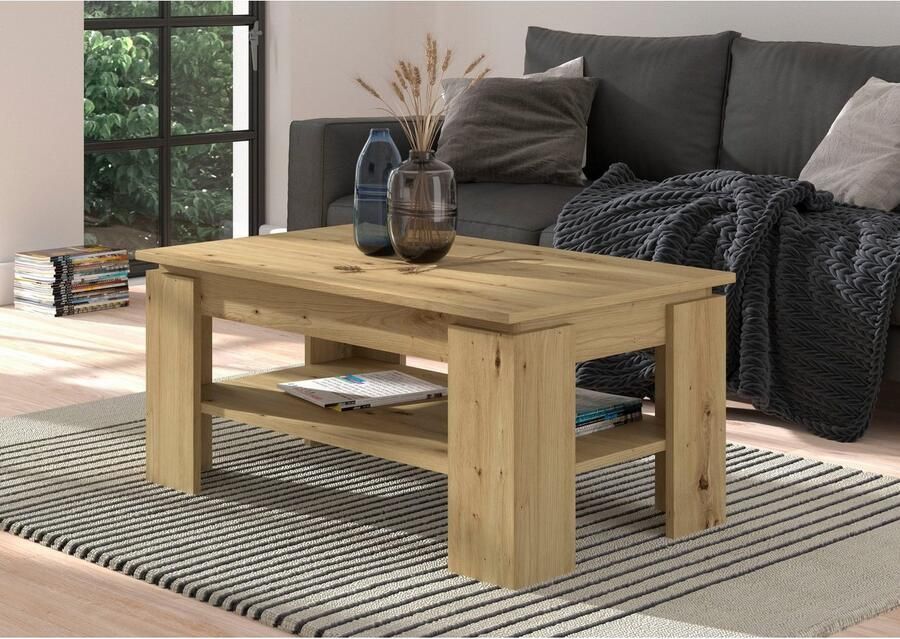 INOSIGN Salontafel Kalmar rechthoekig 100 x 60 cm 1 Plank Salontafel bijzettafel koffietafel woonkamer tafel coffee table - Foto 4
