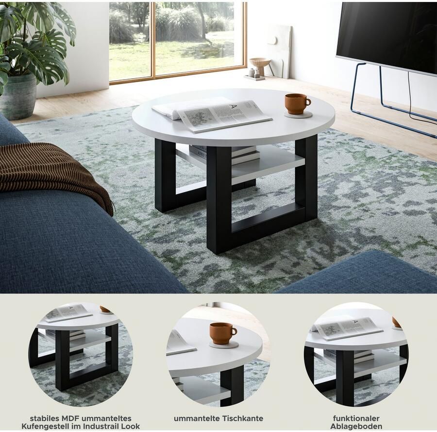 INOSIGN Salontafel Rail Ø 75 cm met onderblad inclusief sledeframe - Foto 3